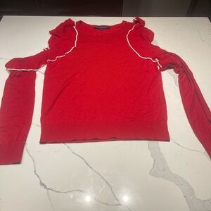 French Connection Off-Shoulder Red Knit Sweater | New | Size M
